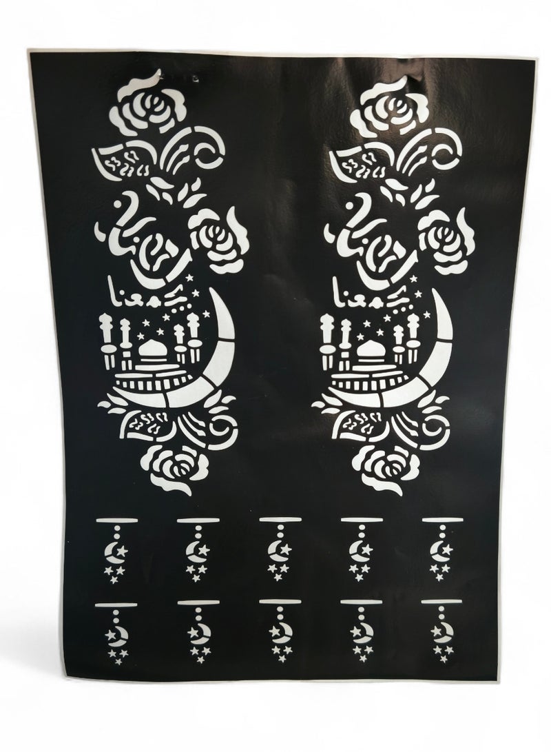 Henna Ramadan and Eid Design Mould Sticker for Both Hands - Image 1